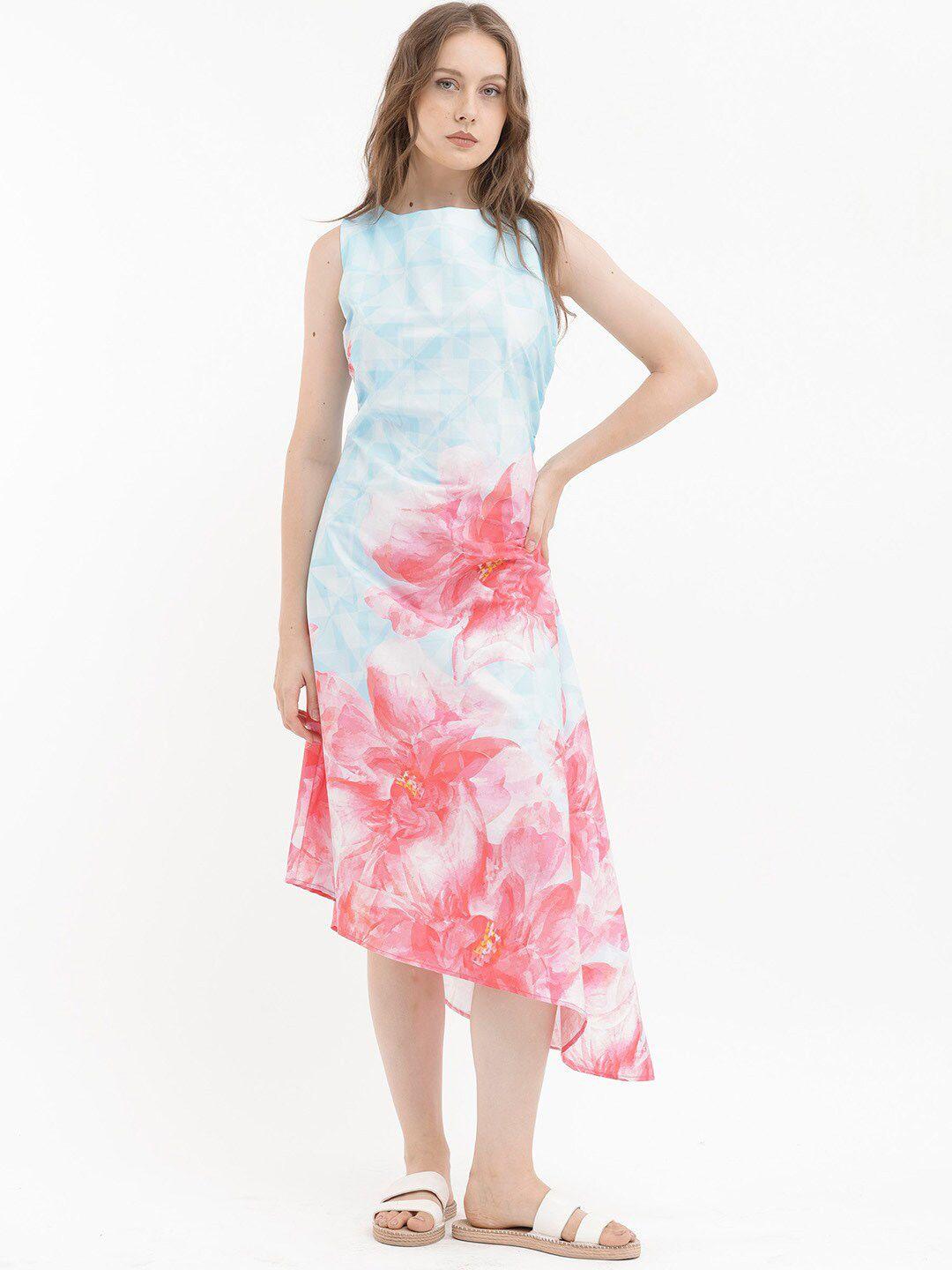 rareism floral print a-line midi dress