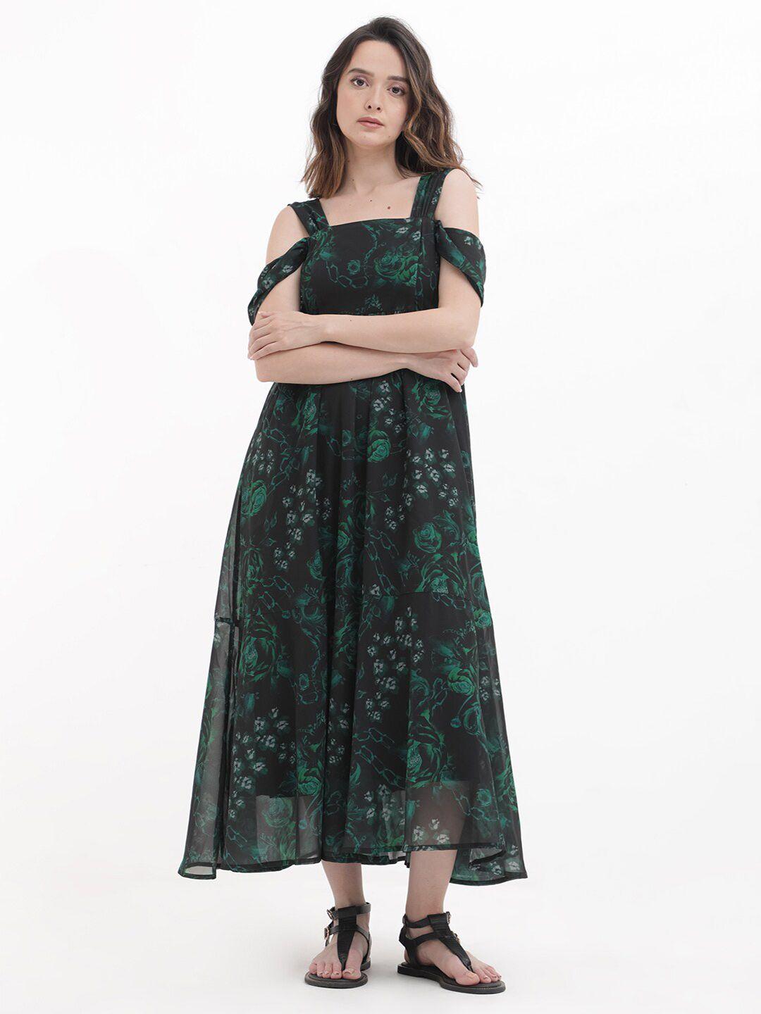 rareism floral print cold-shoulder maxi dress