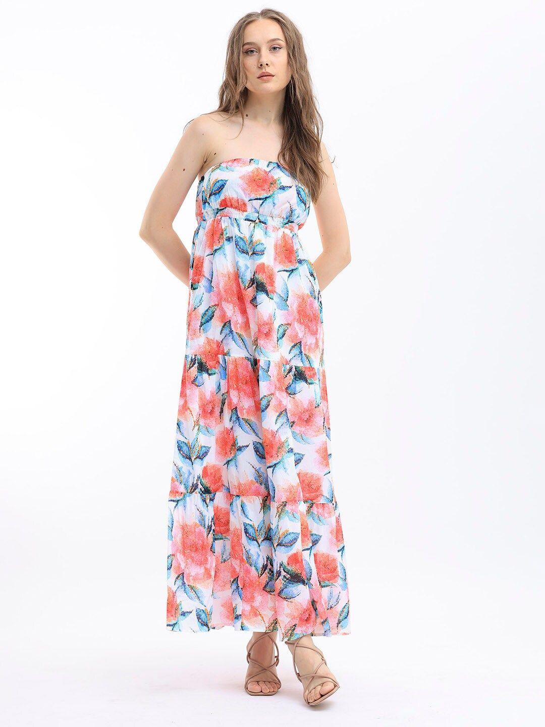 rareism floral print maxi tube dress