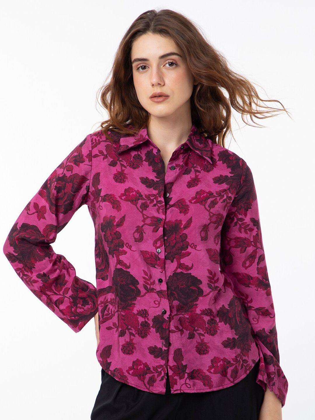 rareism floral printed shirt style top