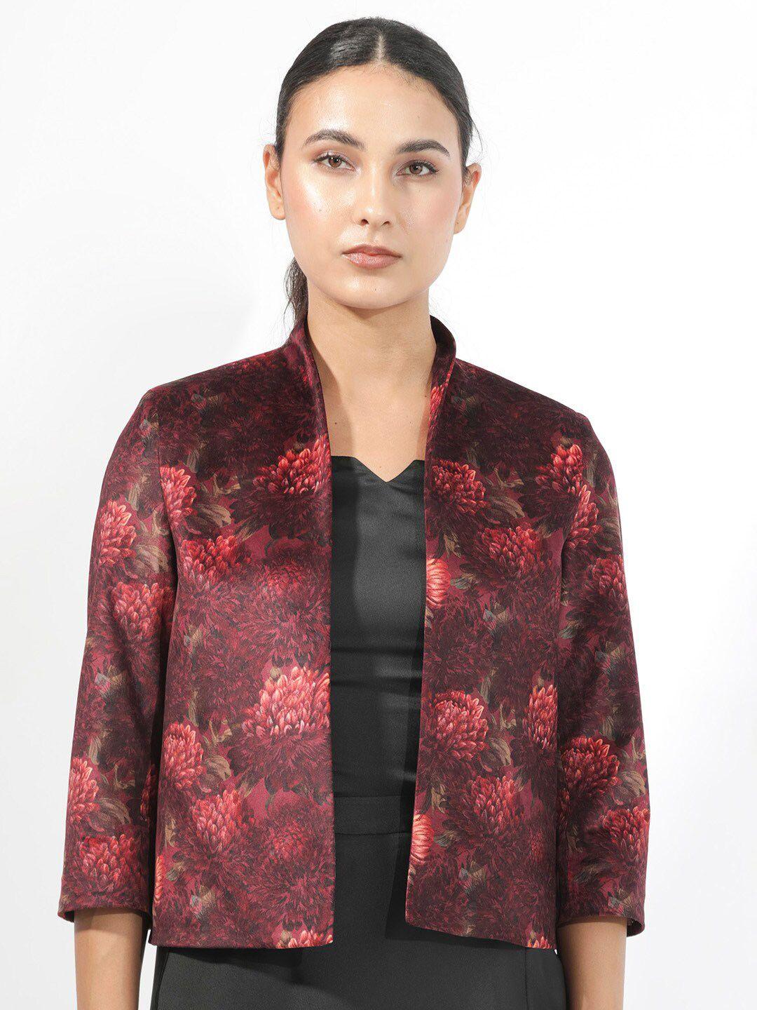 rareism floral printed silk open front shrug