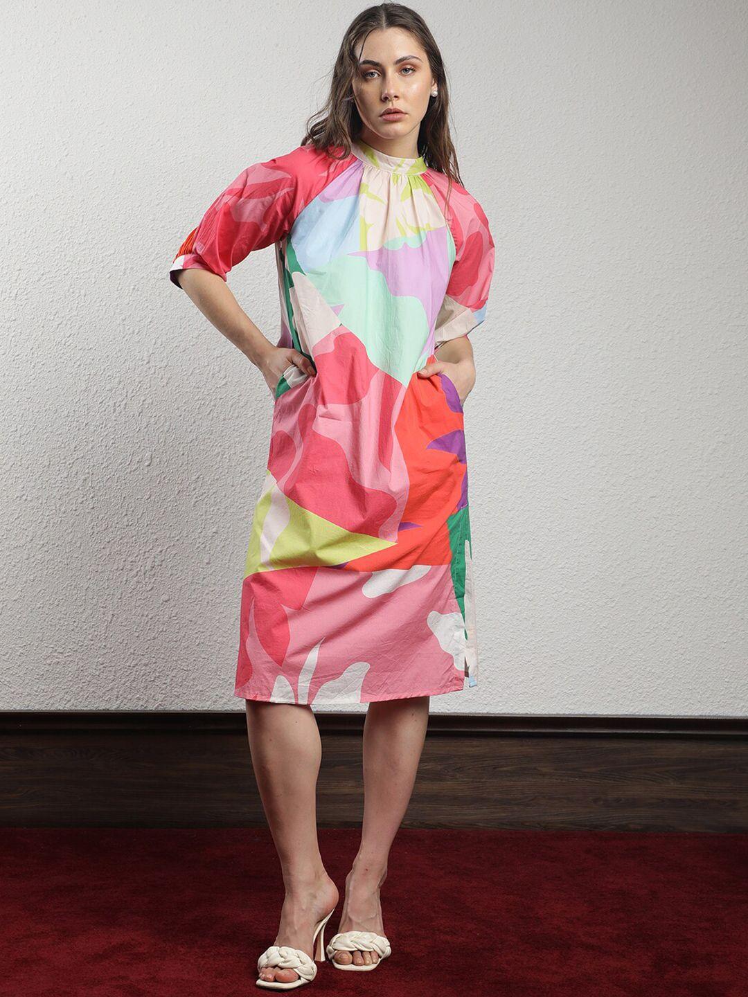 rareism high neck printed dress