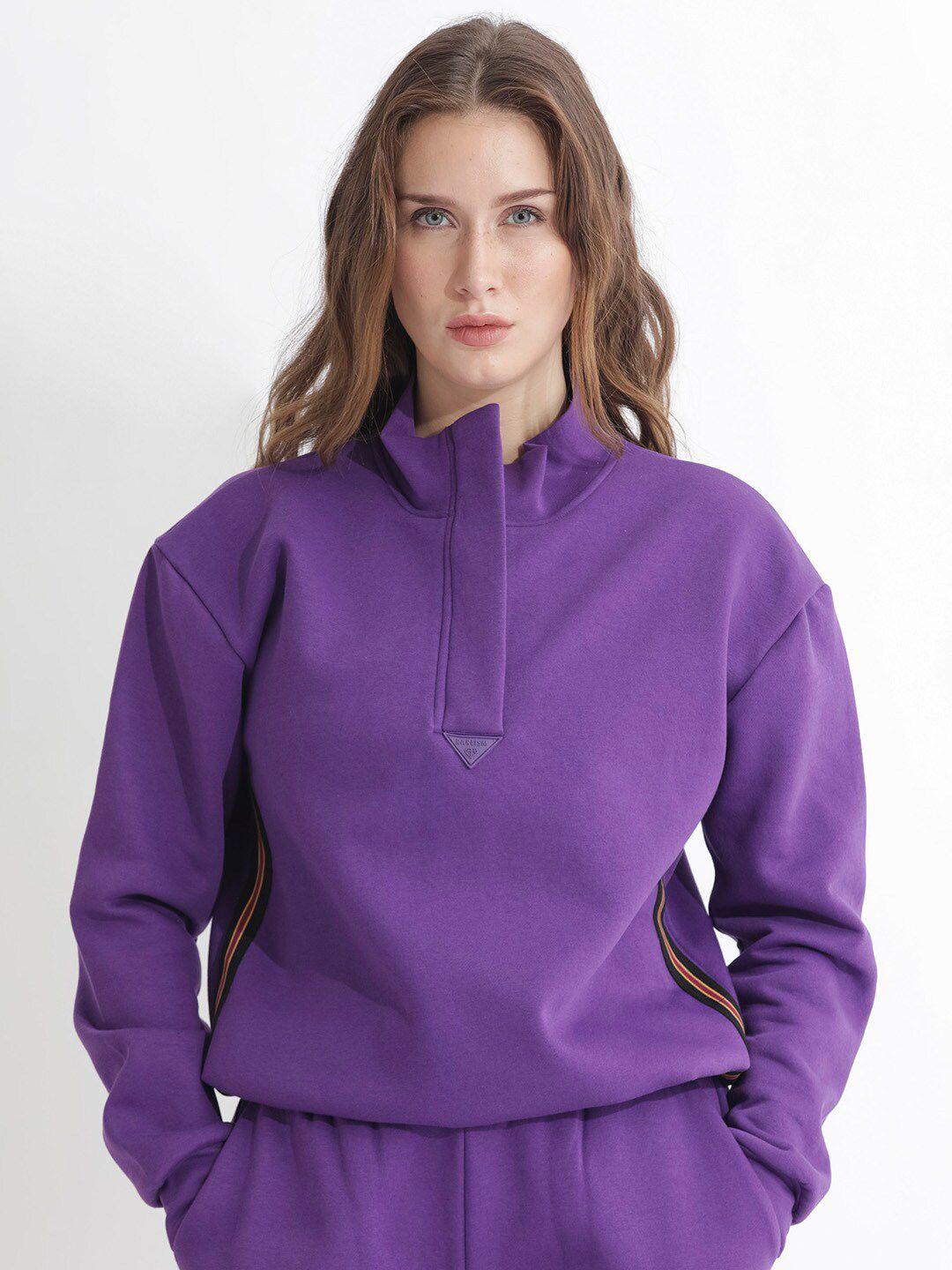 rareism mock collar half zipper cotton pullover sweatshirt