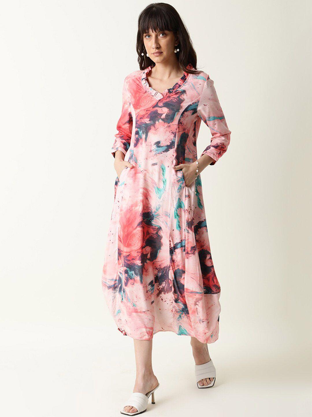 rareism multicoloured floral midi dress