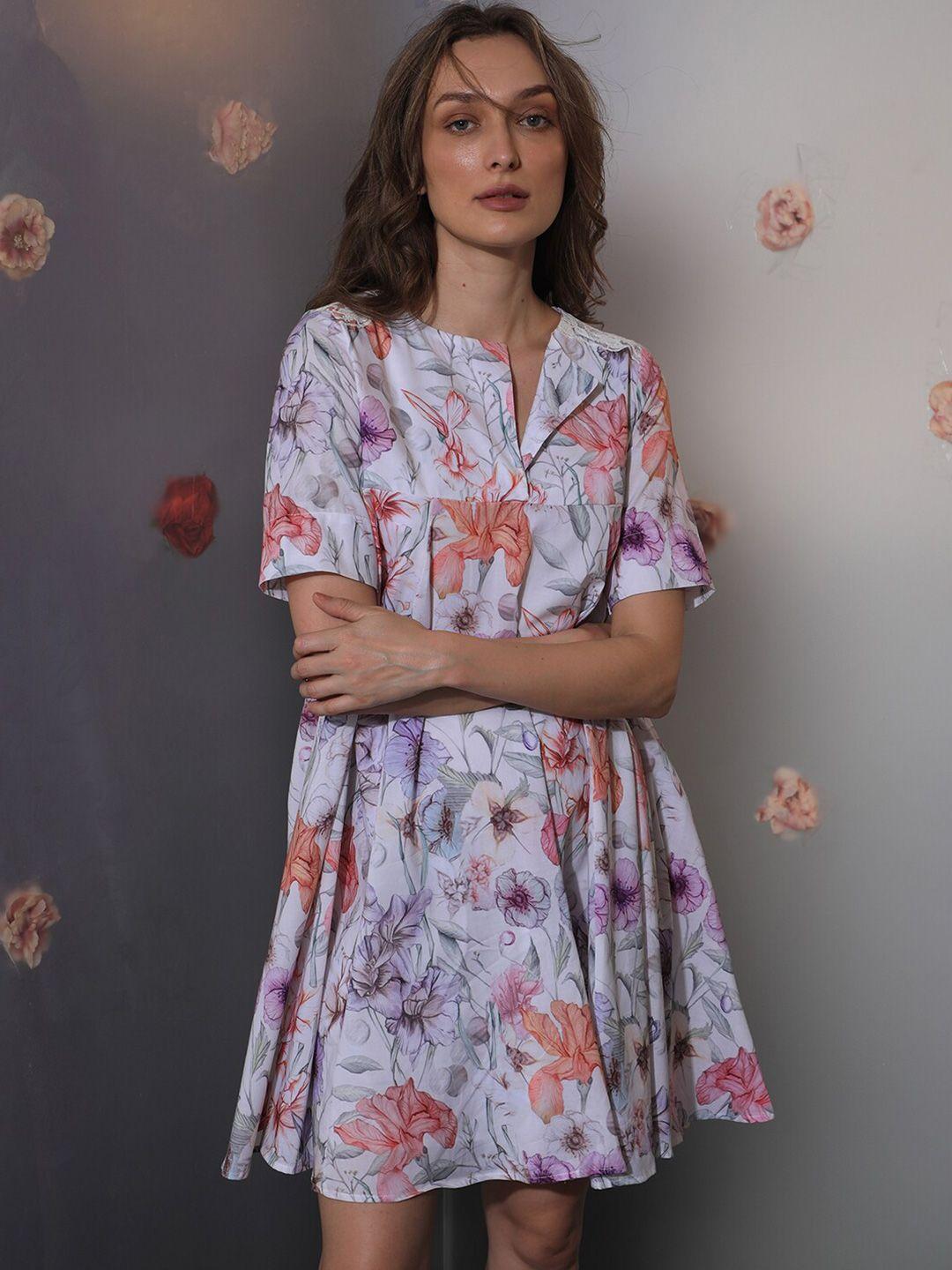 rareism multicoloured floral print a-line dress