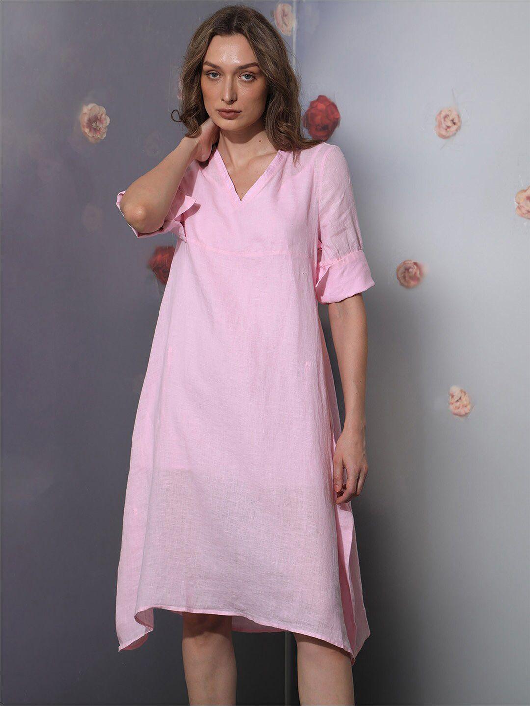 rareism pink linen dress