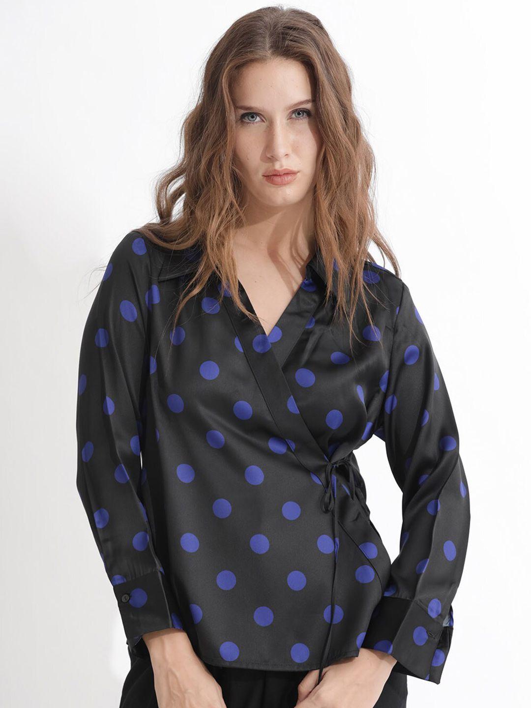 rareism polka dots printed wrap top