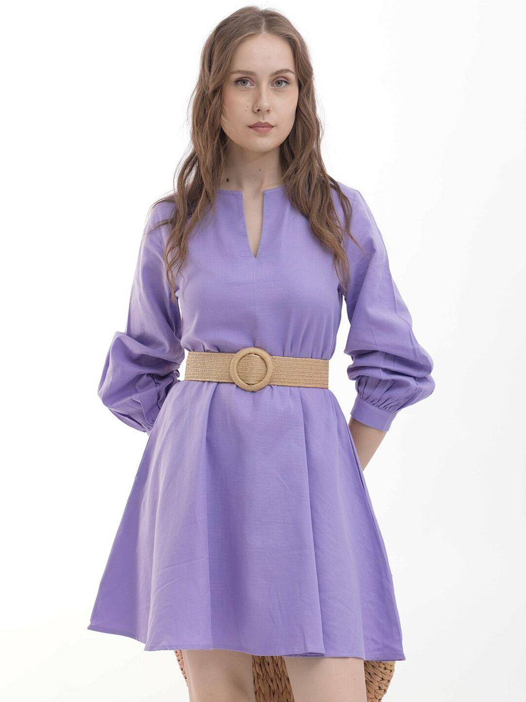 rareism puff sleeve fit & flare dress