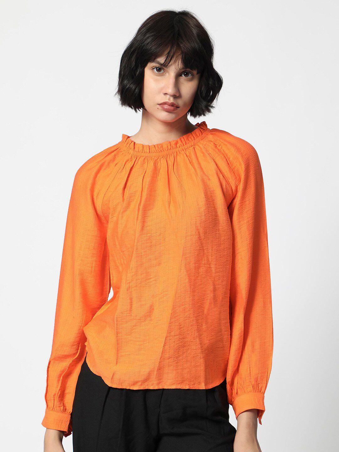 rareism round neck cuffed sleeve regular top