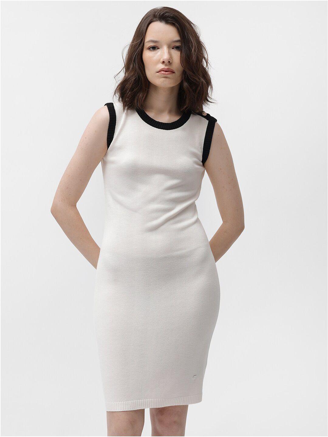 rareism round neck sleeveless sheath dress