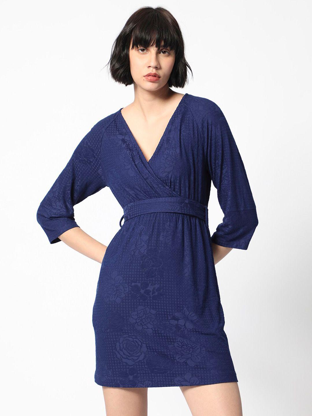 rareism self design v-neck wrap dress