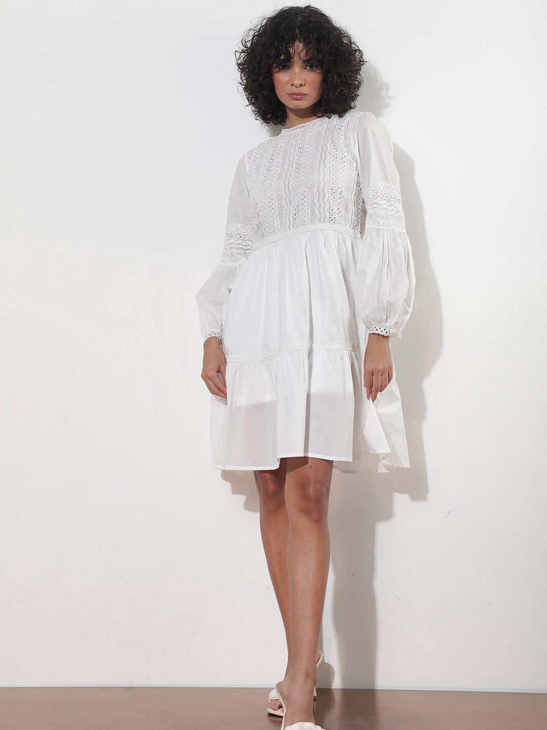 rareism self designed puff sleeves a-line dress