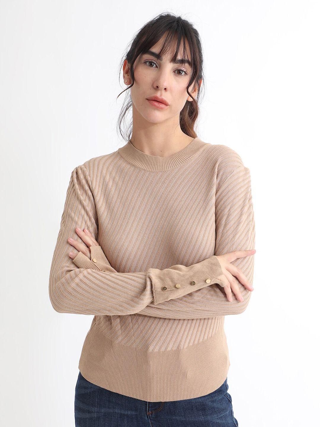 rareism striped round neck pullover