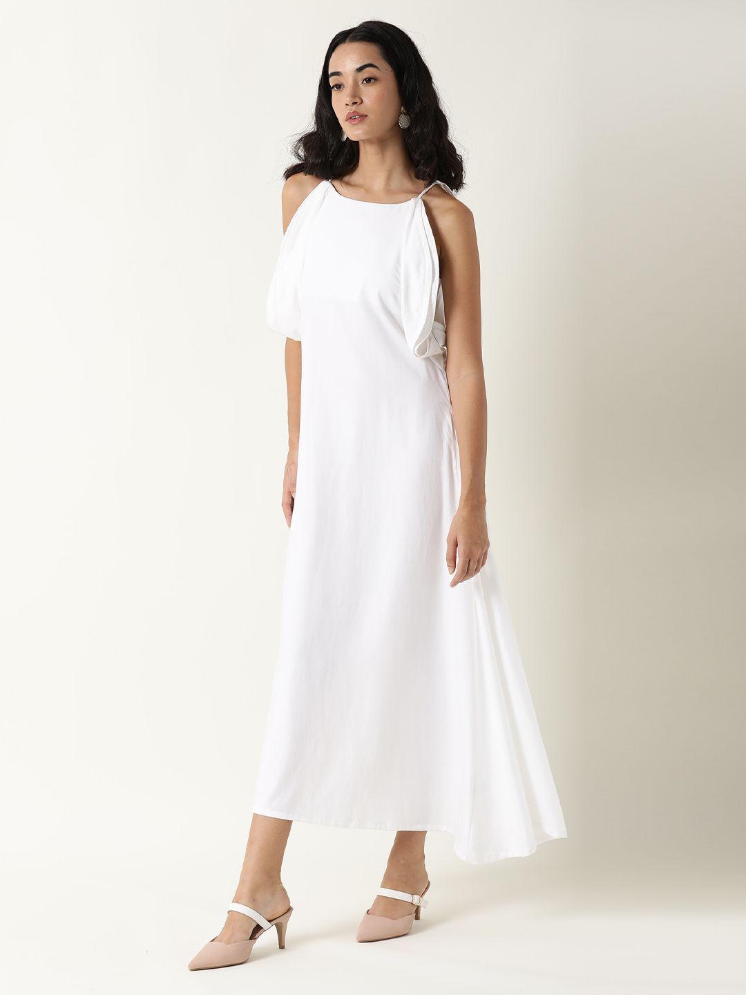 rareism white a-line midi dress