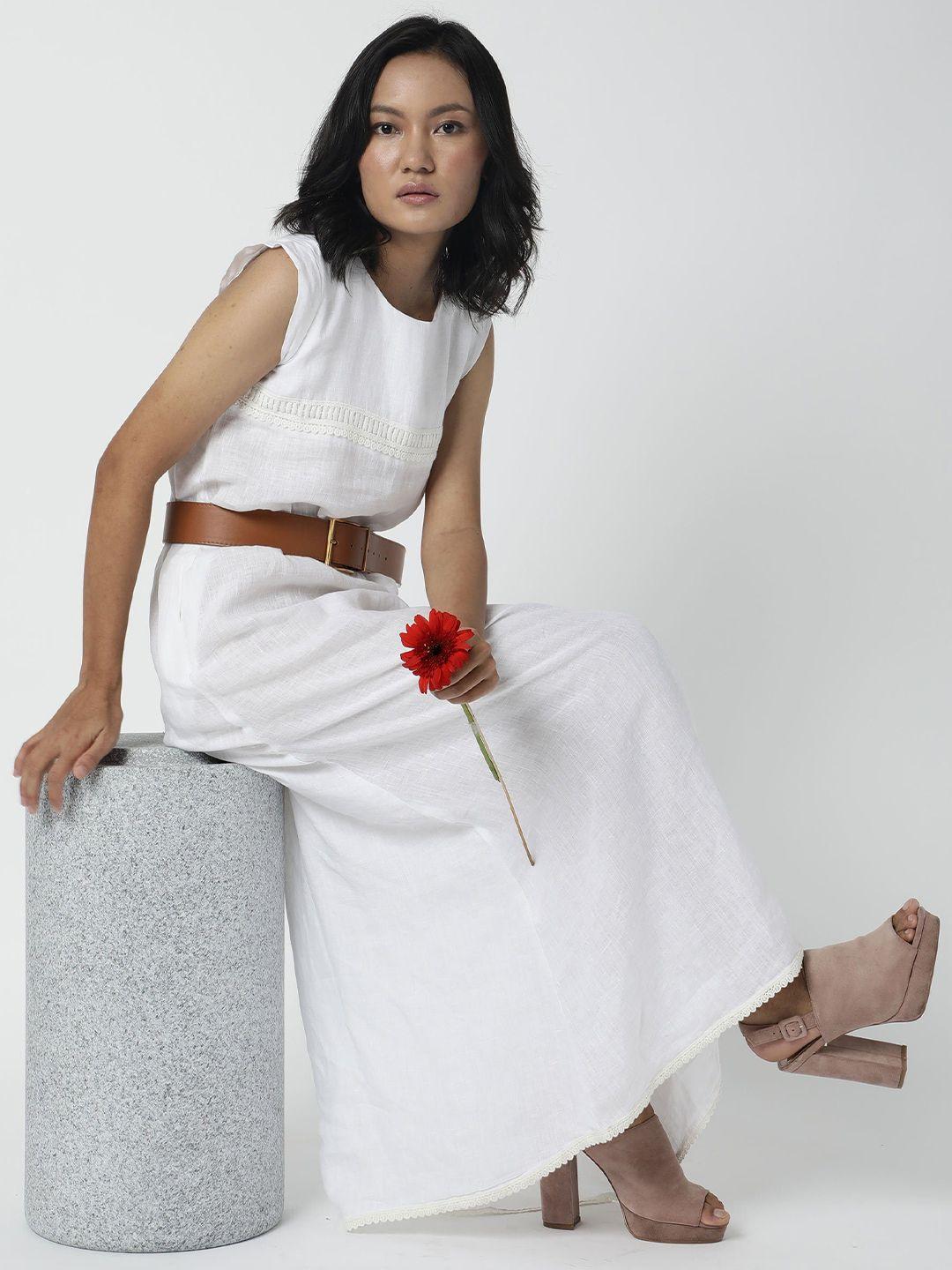 rareism white linen maxi dress