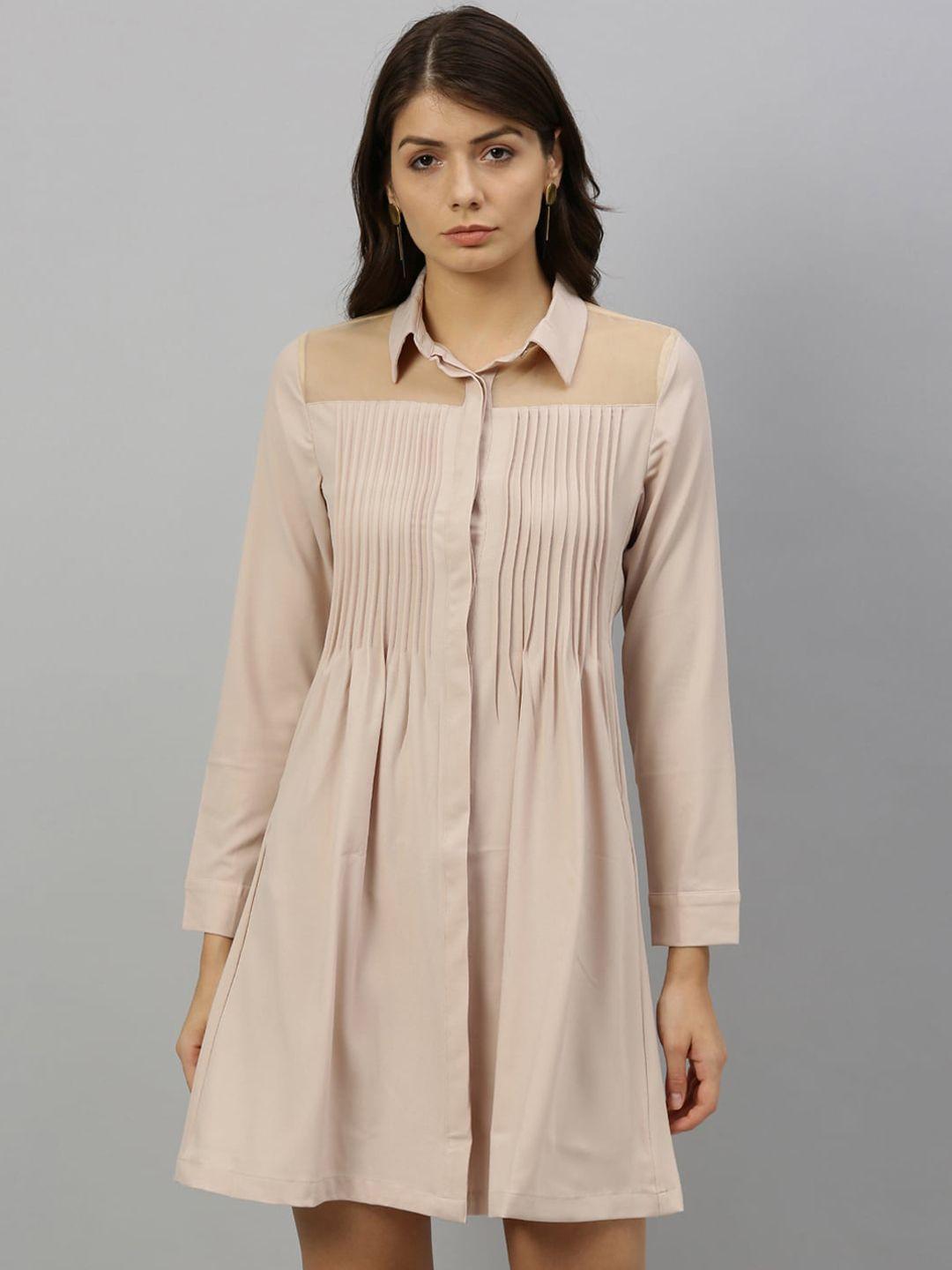 rareism women beige solid shirt dress