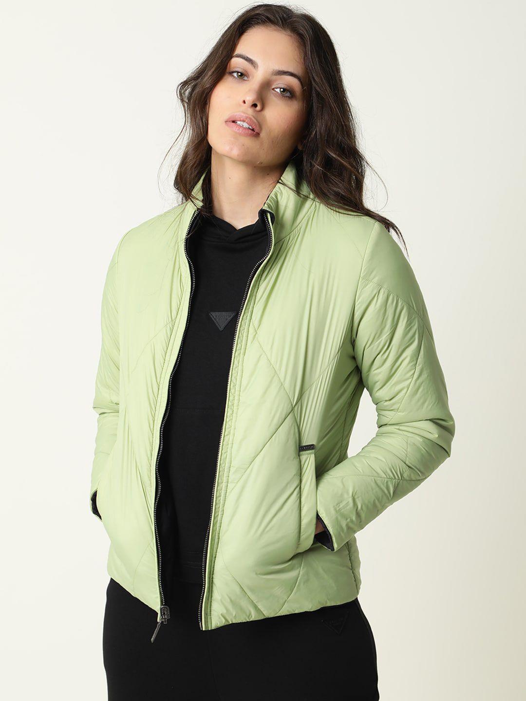 rareism women black & green reversible padded jacket