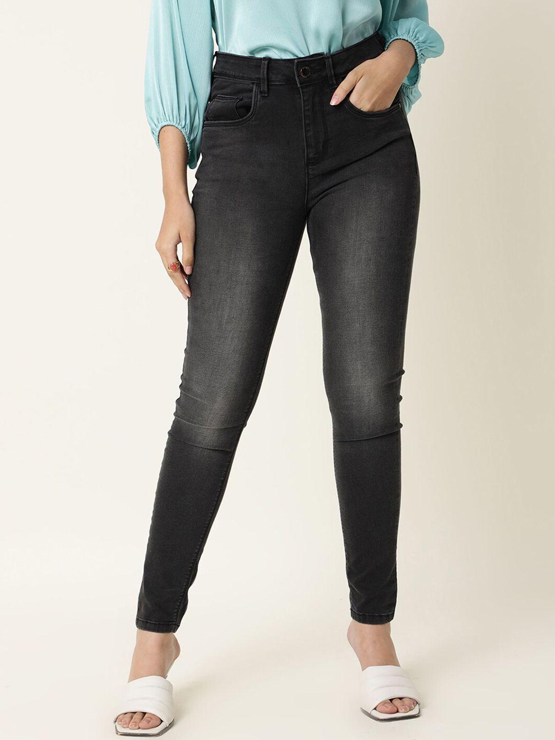 rareism women black high-rise heavy fade jeans