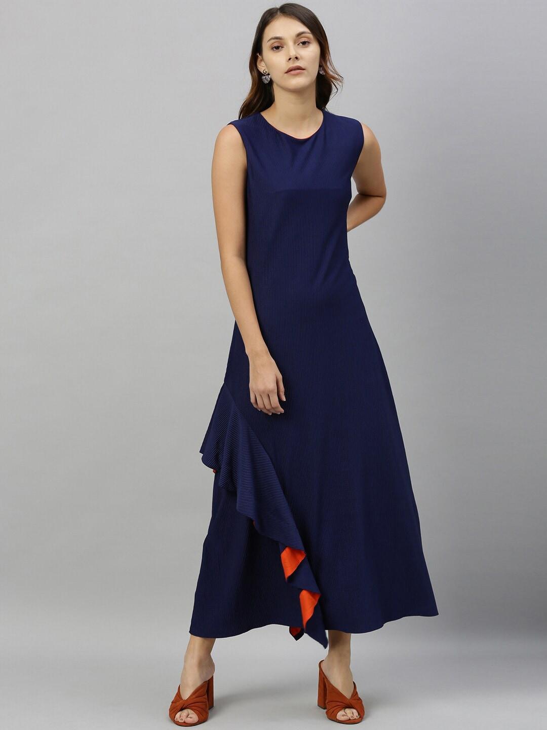 rareism women blue solid maxi dress