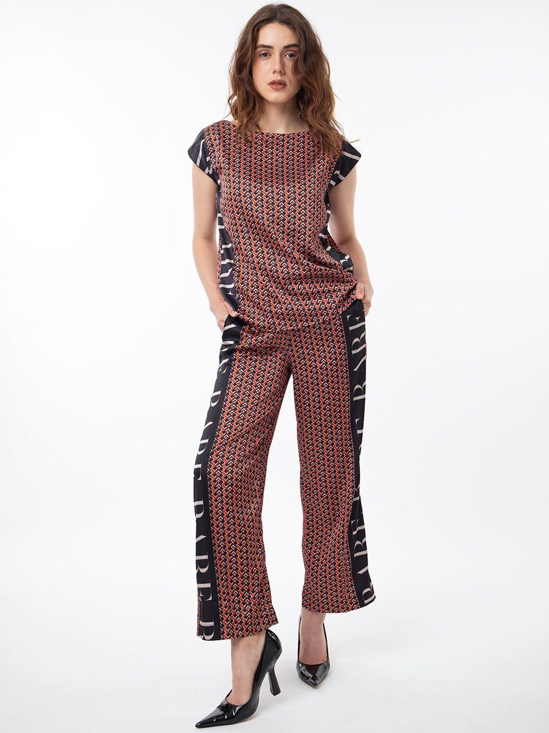 rareism women geometric printed slim fit trousers