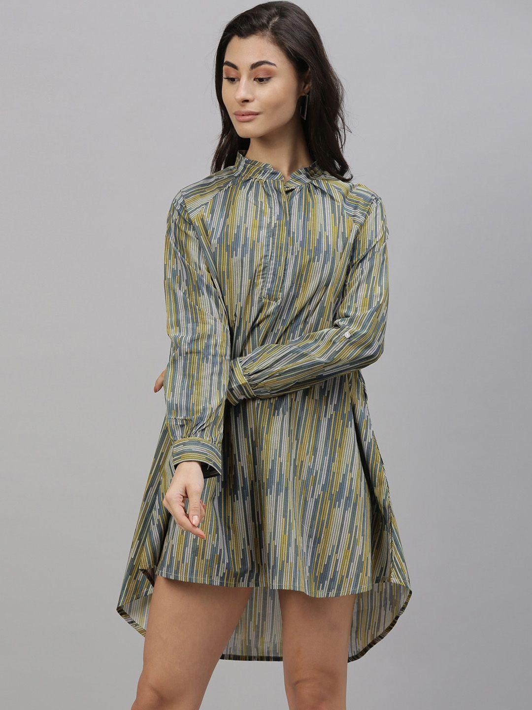 rareism women green & yellow shirt dress