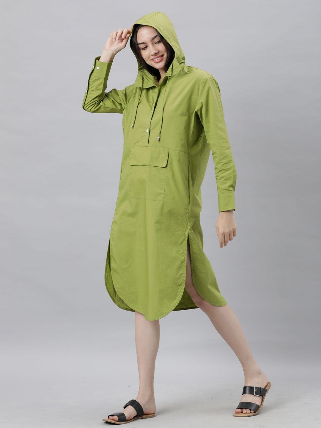 rareism women green cotton shirt dress