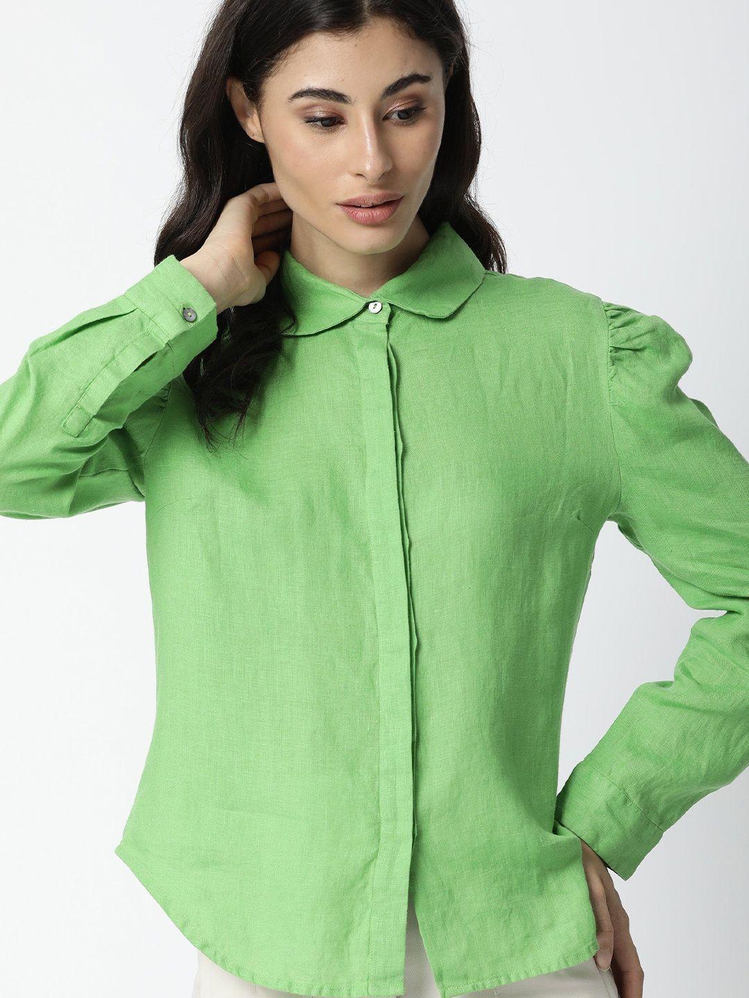 rareism women green opaque casual shirt
