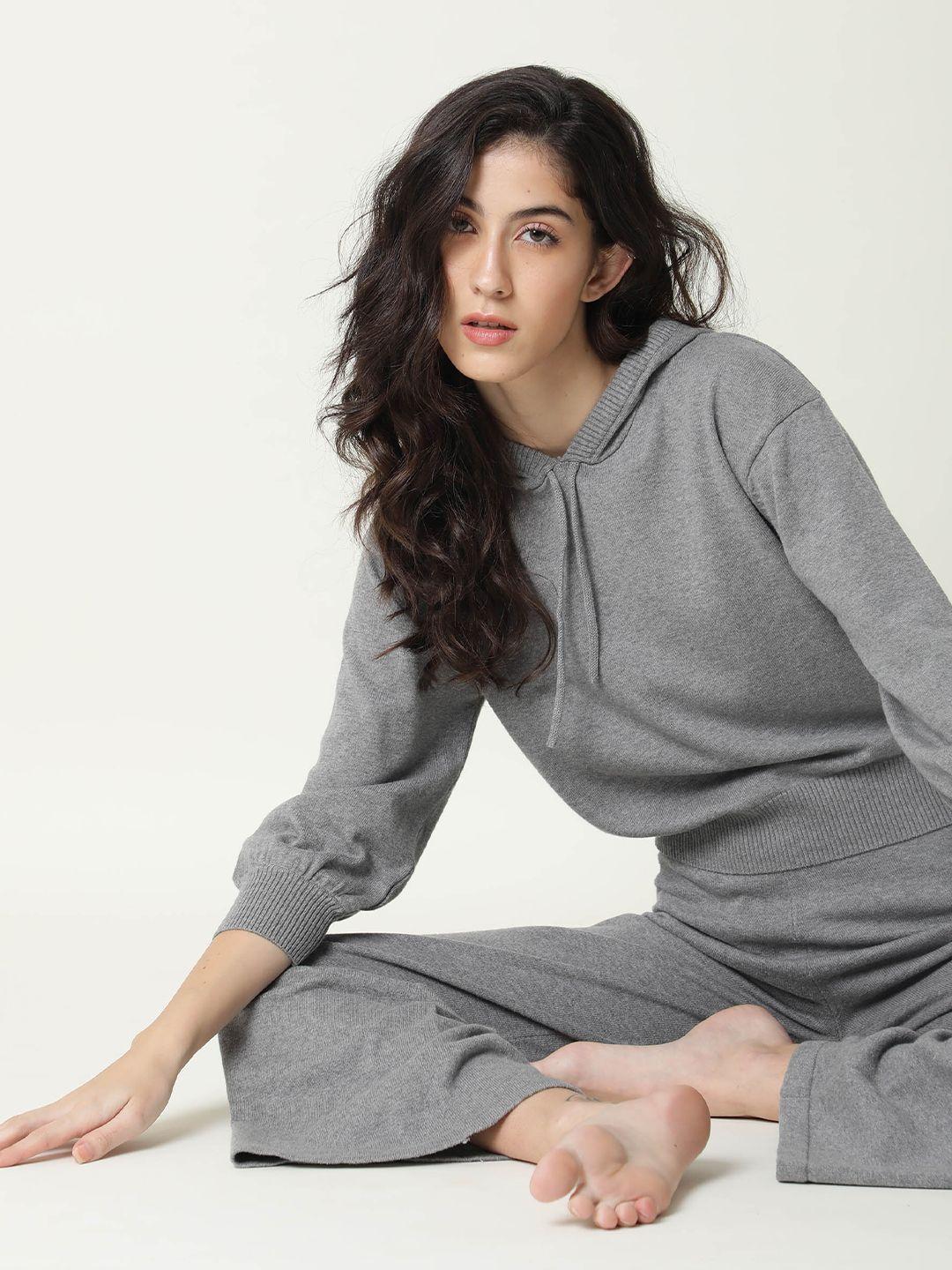 rareism women grey hooded pullover