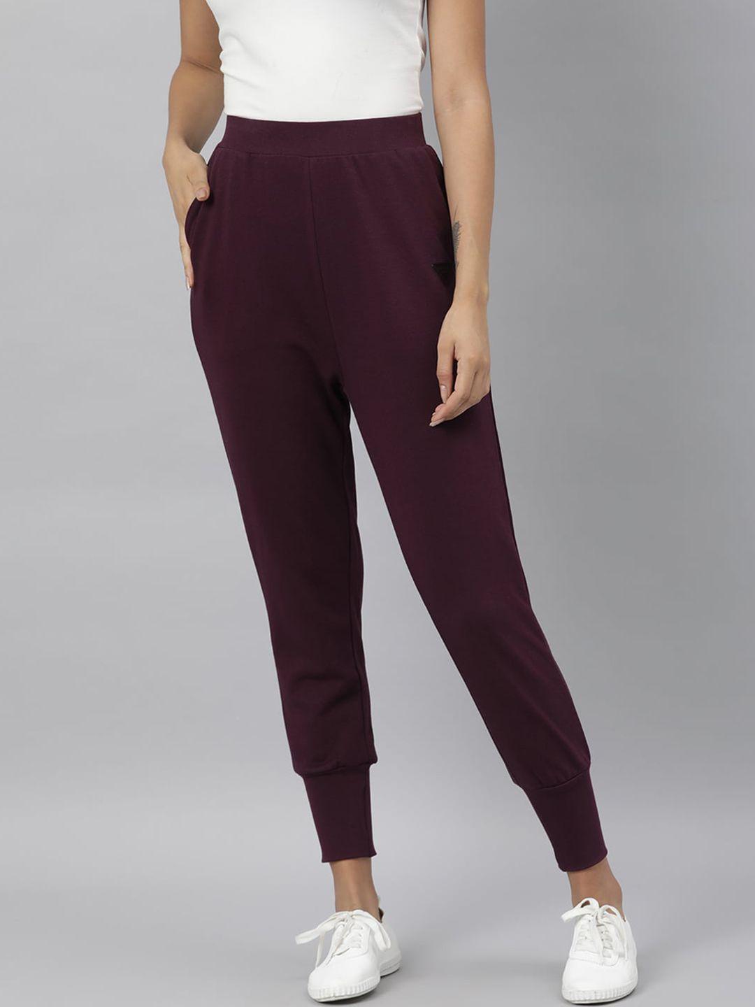 rareism women magenta slim fit cotton track pants