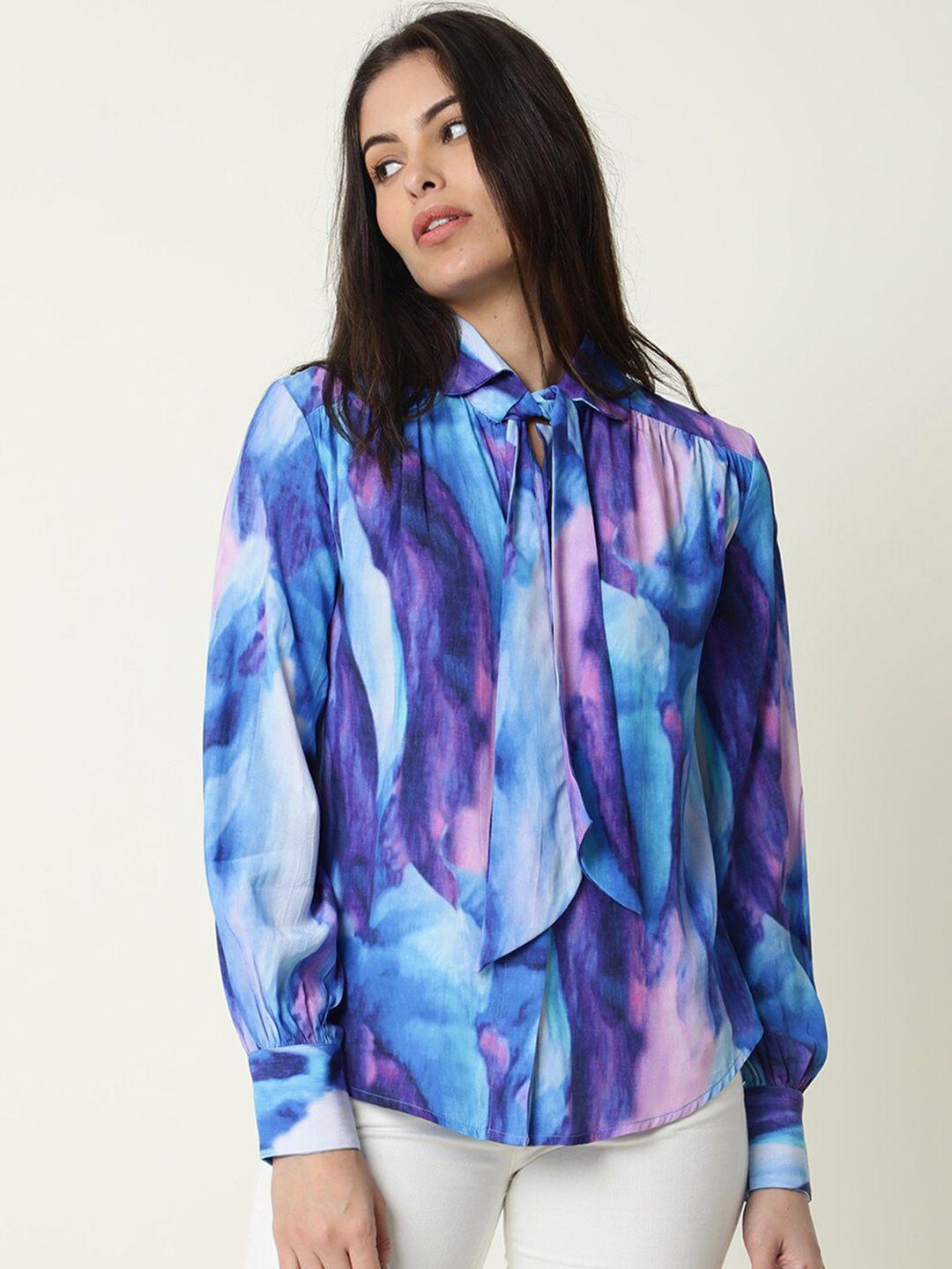 rareism women multicoloured print shirt style cuffed sleeves top