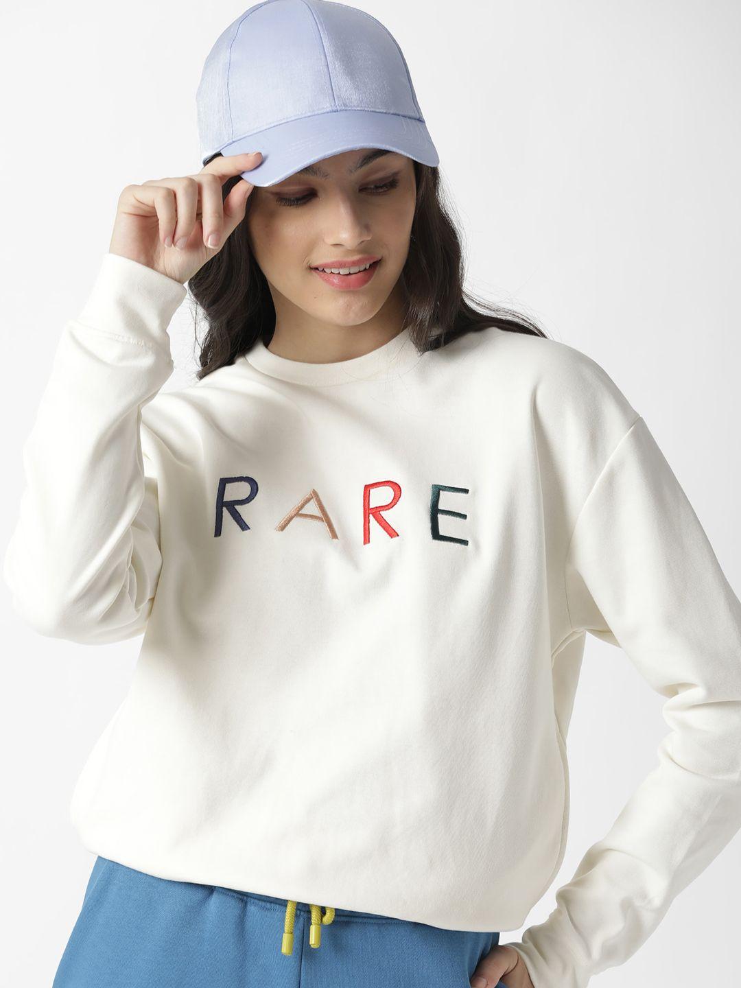 rareism women off white solid sweatshirt