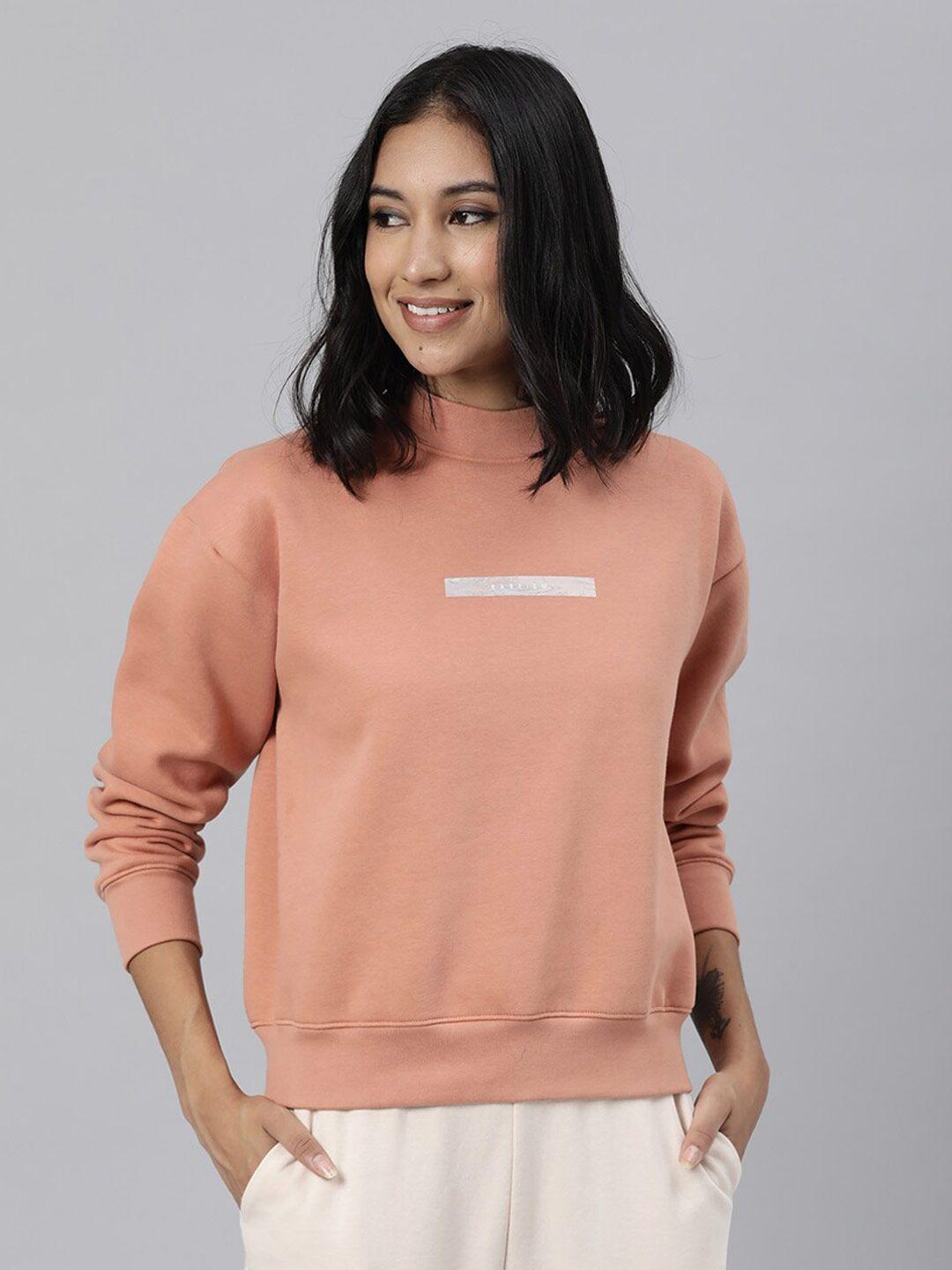 rareism women peach-coloured crop sweatshirt