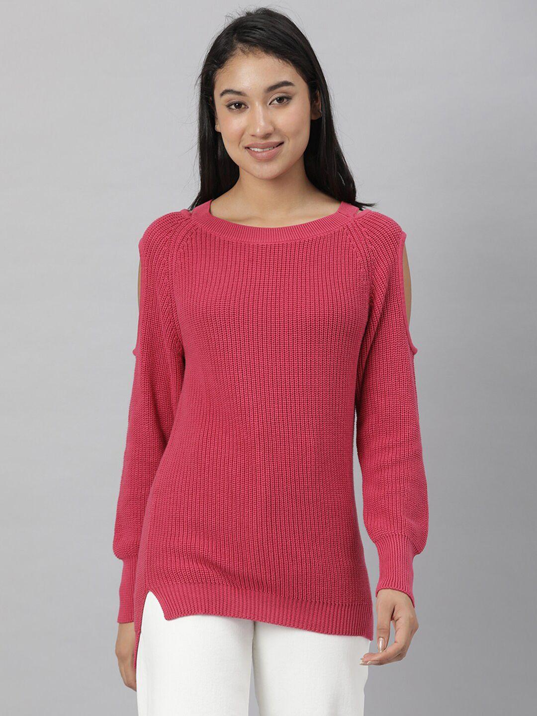 rareism women pink self designed pullover