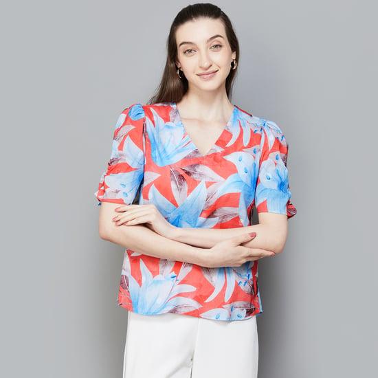 rareism women printed puffed sleeve top