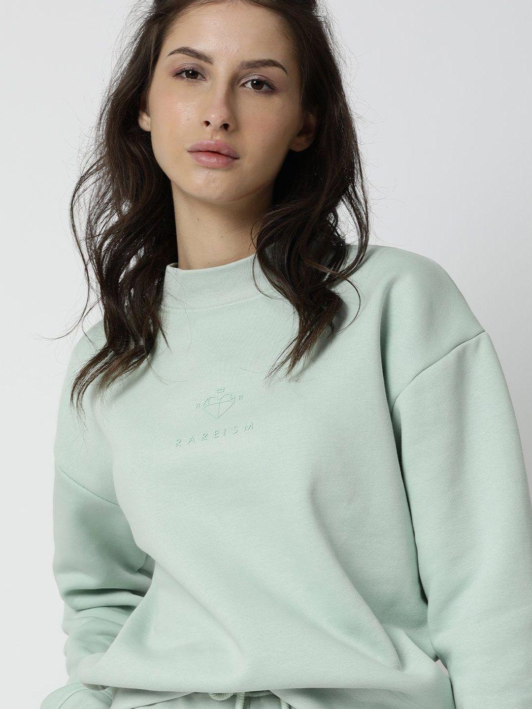 rareism women sea green cotton sweatshirt