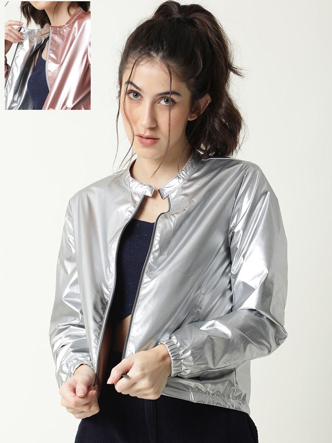 rareism women silver-toned & pink reversible tailored jacket