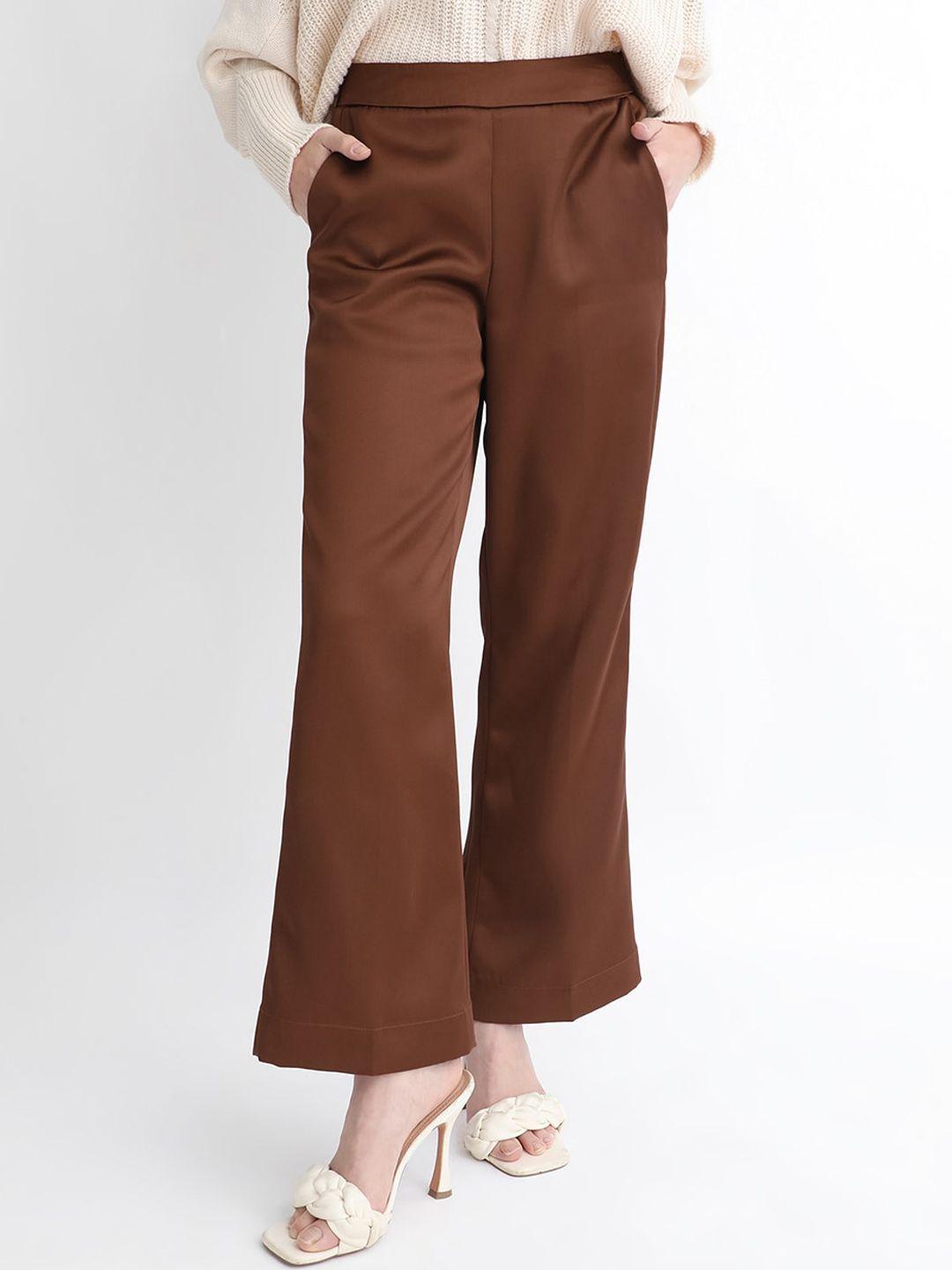 rareism women slim fit high-rise bootcut trousers