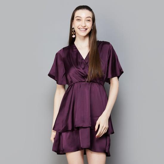 rareism women solid layered mini dress