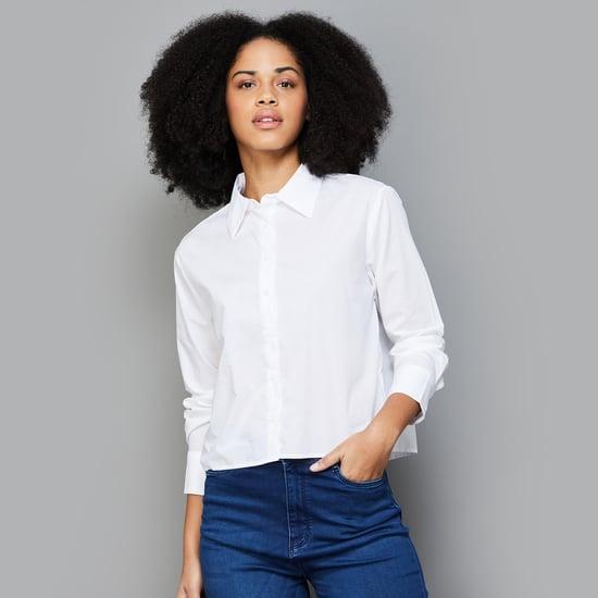 rareism women solid regular fit shirt