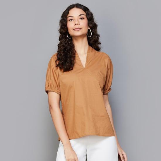 rareism women solid v-neck top