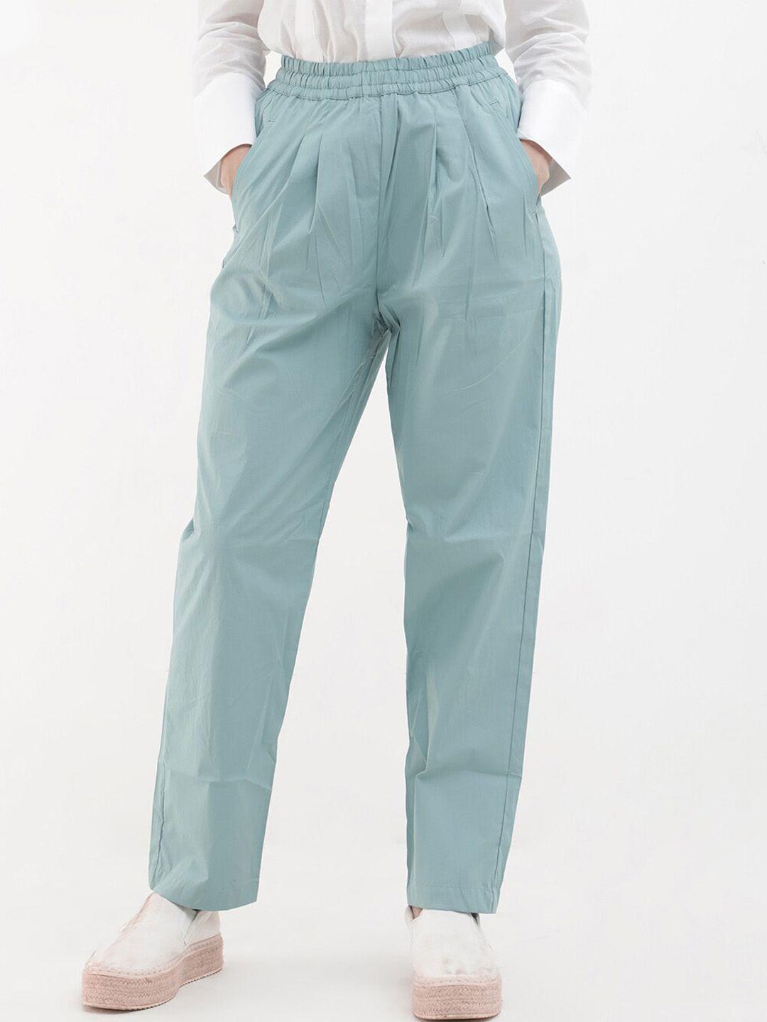 rareism women tailored high-rise cotton parallel trousers