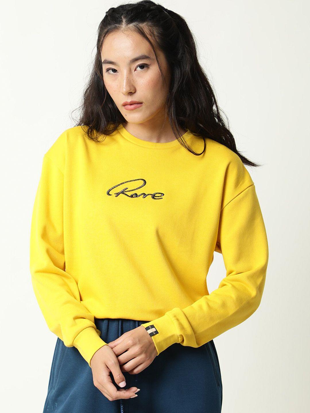 rareism women yellow printed sweatshirt