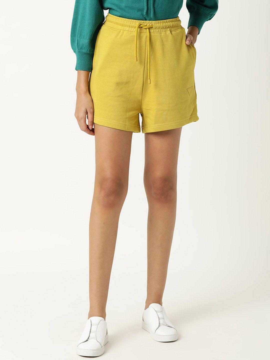 rareism women yellow slim fit shorts