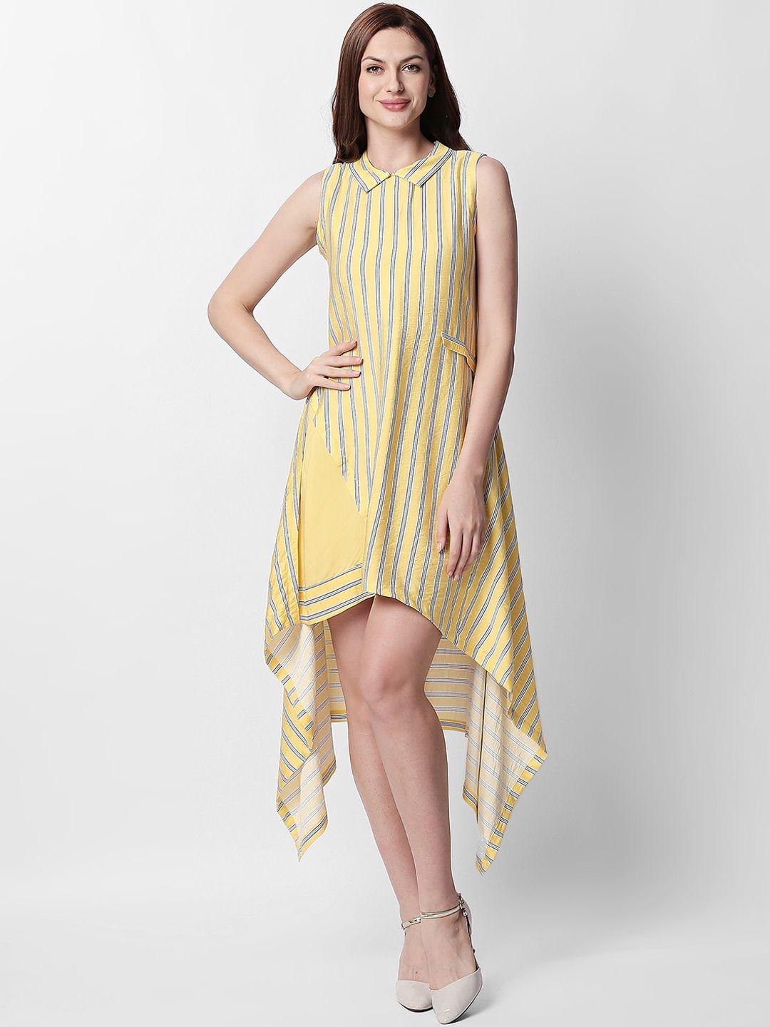 rareism women yellow striped a-line dress