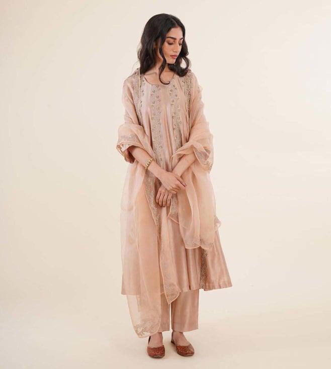 rashi jain beige kurta, pant & dupatta set