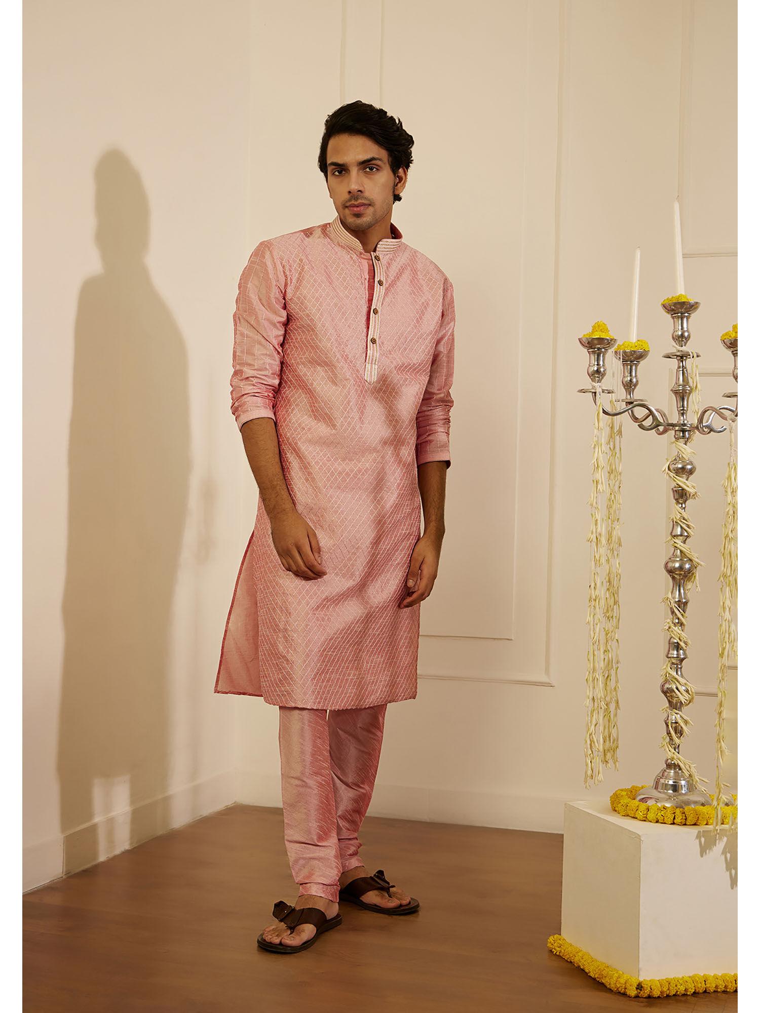 rashid silk straight men kurta with pyjama (set of 2)
