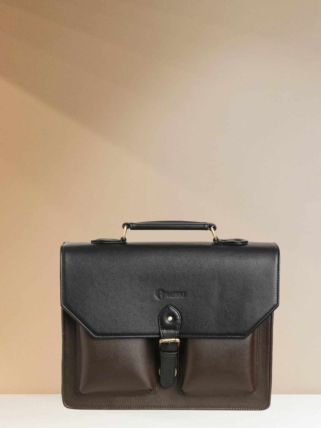 rashki brown & black pu 14.5 inch sustainable laptop bag