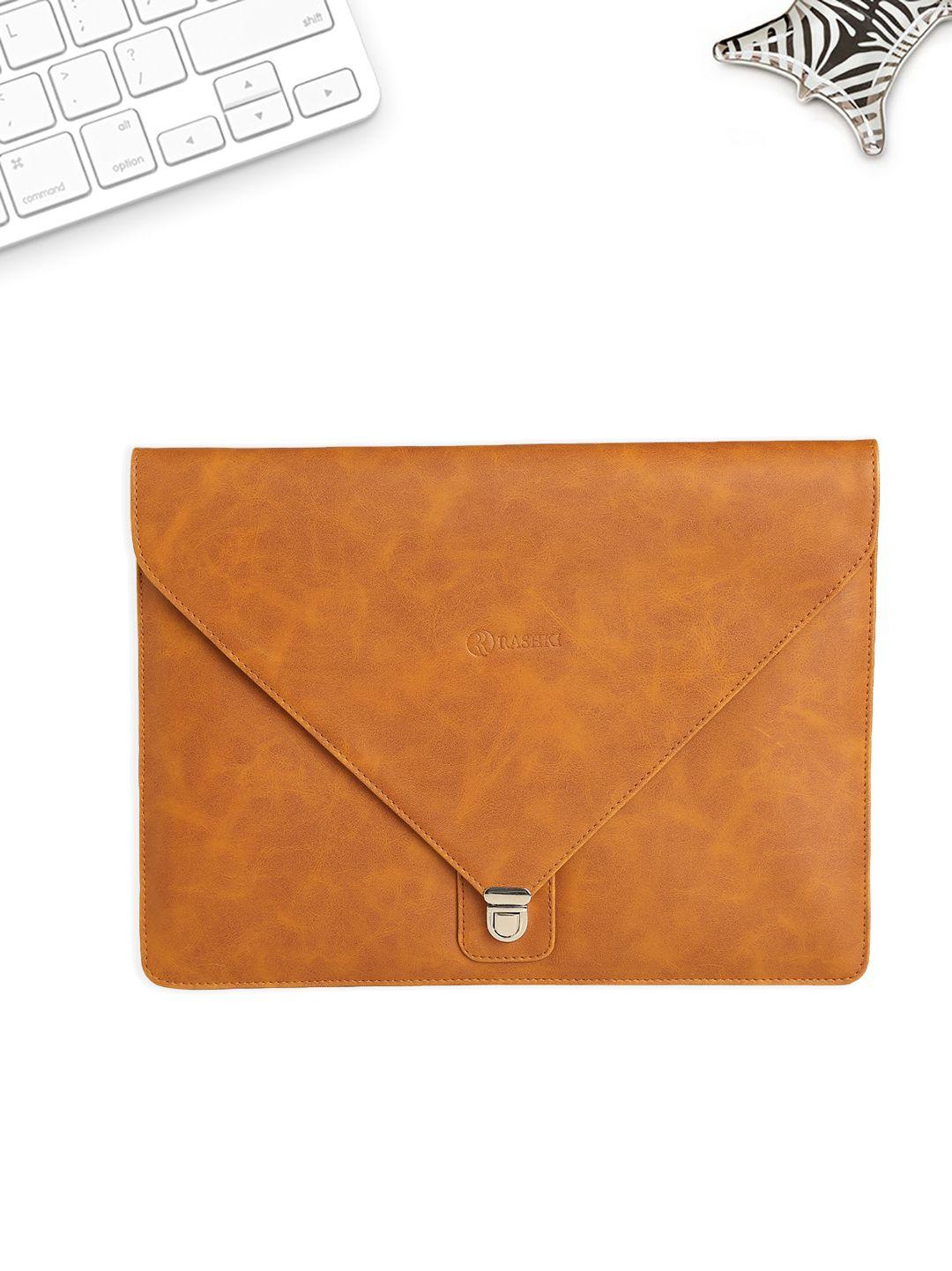 rashki unisex tan brown solid sustainable laptop sleeve