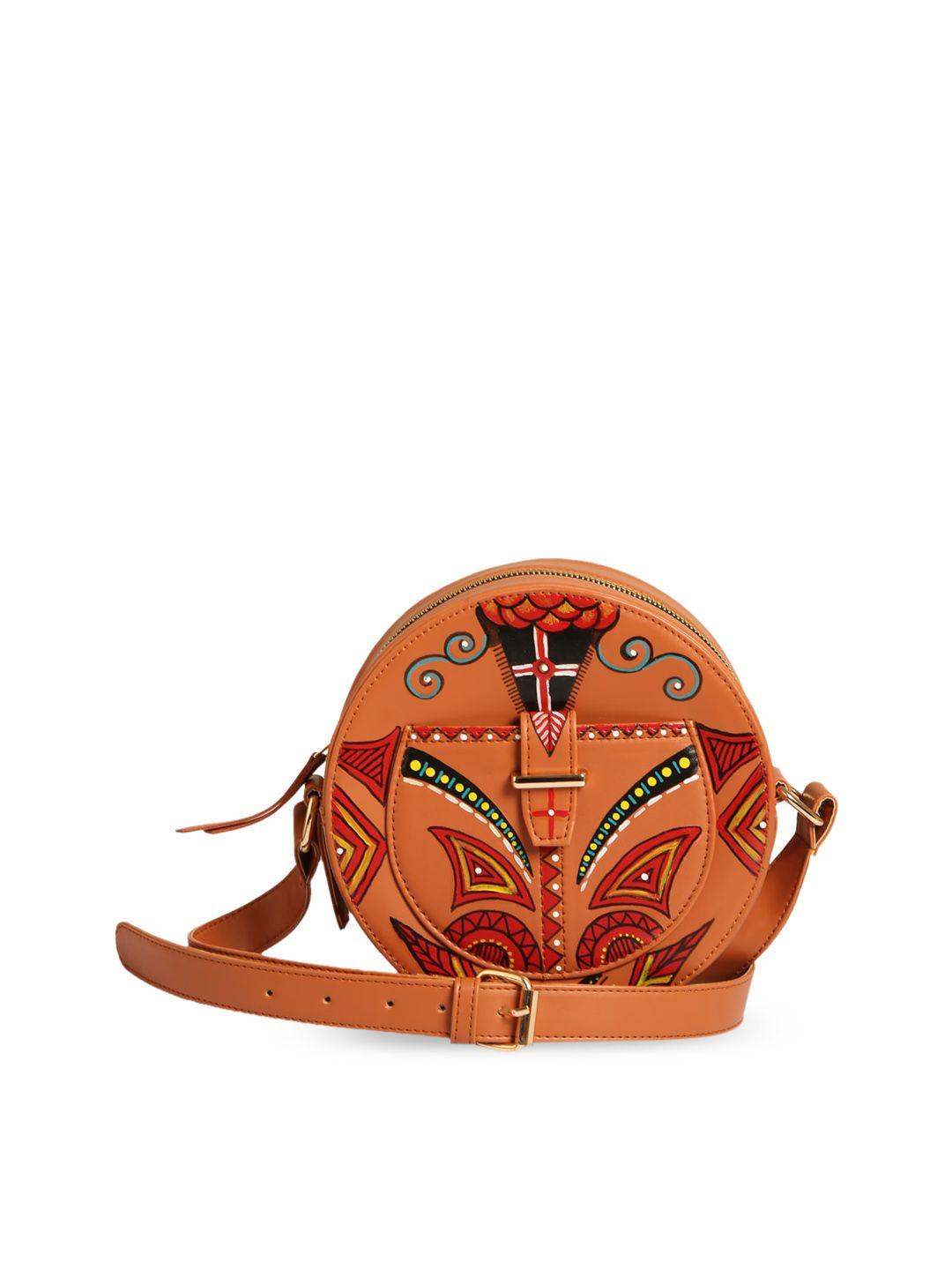 rashki women printed pu structured sling bag