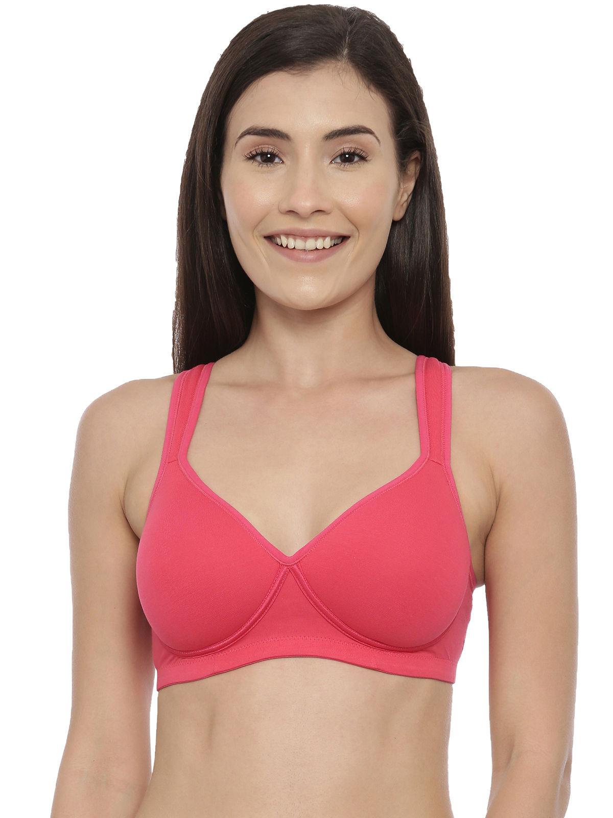 raspberry cotton lightly padded non-wired t-shirt bra